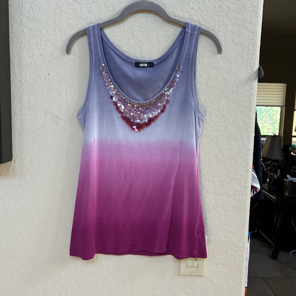 David Cline Tank Top With Sequence. Sz. L - image 1